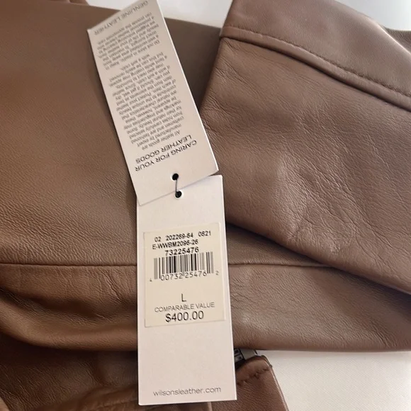 NWT Brown camel color Wilson leather jacket Size L. - Picture 10 of 11